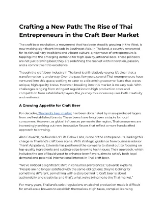 Crafting a New Path_ The Rise of Thai Entrepreneurs in the Craft Beer Market