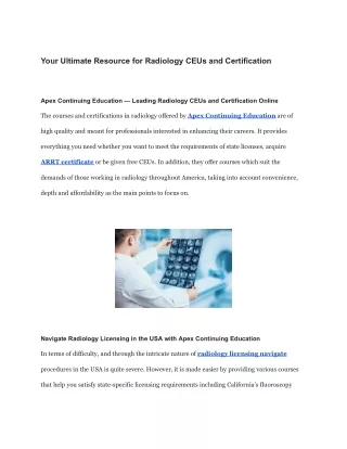 Your Ultimate Resource for Radiology CEUs and Certification