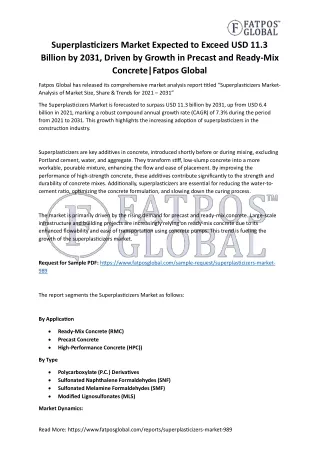 Superplasticizers Market