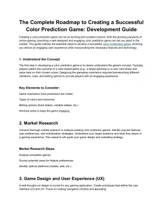 The Complete Roadmap to Creating a Successful Color Prediction Game