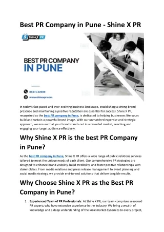 best pr company in pune shine x pr