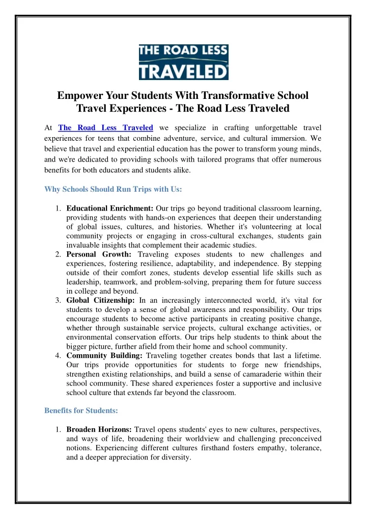 empower your students with transformative school