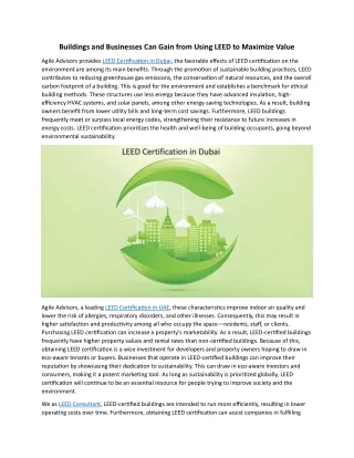 buildings and businesses can gain from using leed