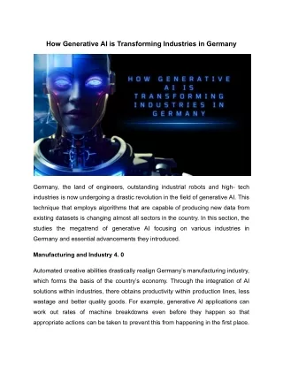 How Generative AI is Transforming Industries in Germany