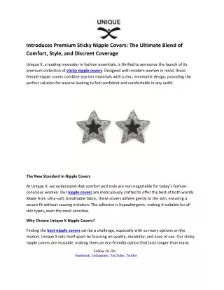 introduces premium sticky nipple covers