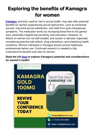 Exploring the benefits of Kamagra for women