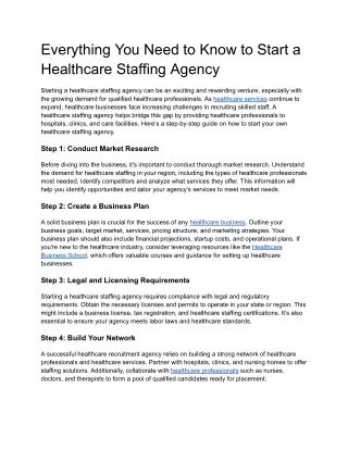 Everything You Need to Know to Start a Healthcare Staffing Agency