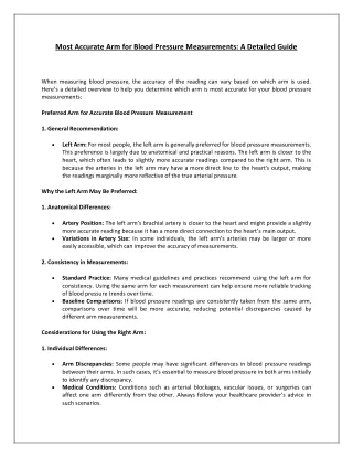 Most Accurate Arm for Blood Pressure Measurements: A Detailed Guide