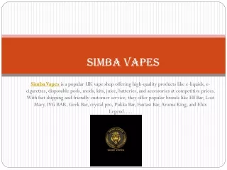 New Disposable Vape At Simba Vapes