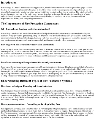 The Intricacies Involved in Fire Protection System Installation in Stockton