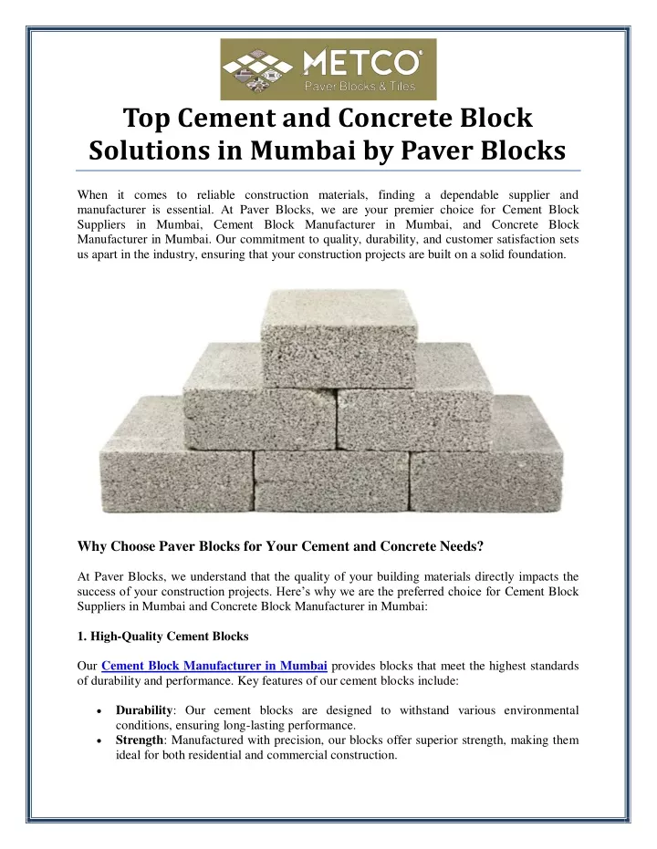 top cement and concrete block solutions in mumbai