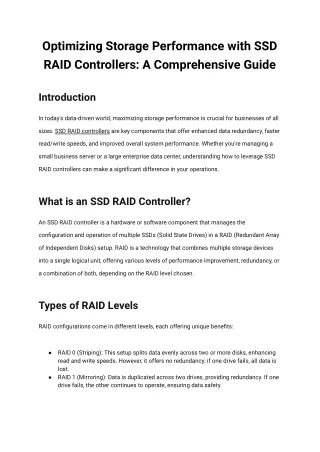 Optimizing Storage Performance with SSD RAID Controllers_ A Comprehensive Guide