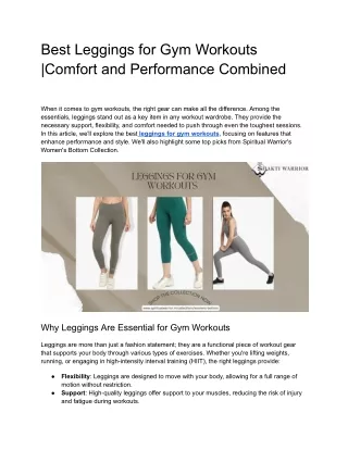 Best Leggings for Gym Workouts |Comfort and Performance Combined