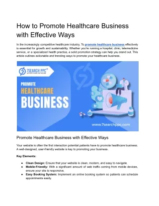 How to Promote Healthcare Business with Effective Ways