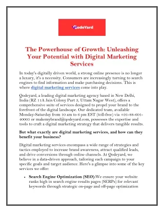 The Powerhouse of Growth: Unleashing Your Potential with Digital Marketing Servi