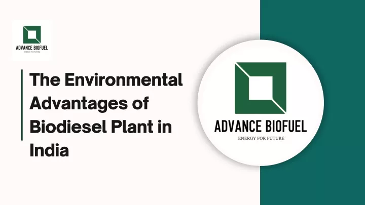 the environmental advantages of biodiesel plant