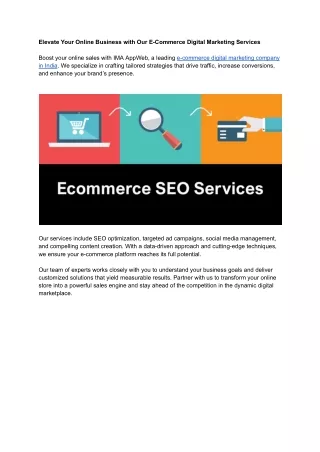 Elevate Your Online Business with Our E-Commerce Digital Marketing Services