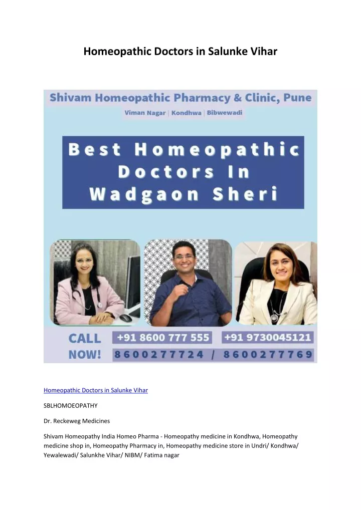 homeopathic doctors in salunke vihar