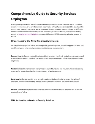 comprehensive guide to security services orpington