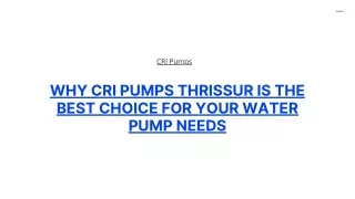 CRI pumps Thrissur Kerala