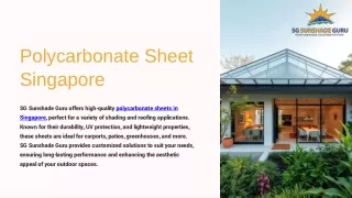 Polycarbonate Sheet Singapore