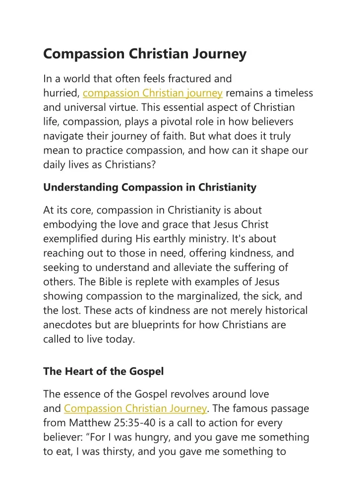 compassion christian journey