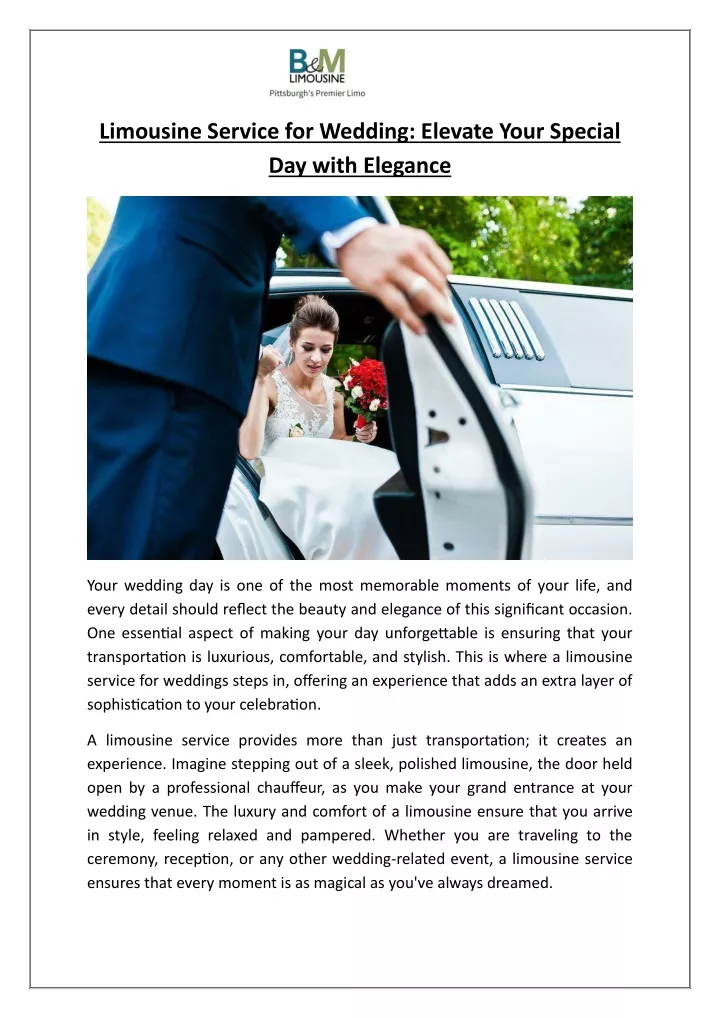 limousine service for wedding elevate your