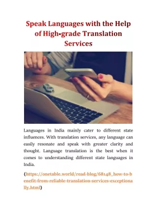 Speak Languages with The help of High-grade Translation Services