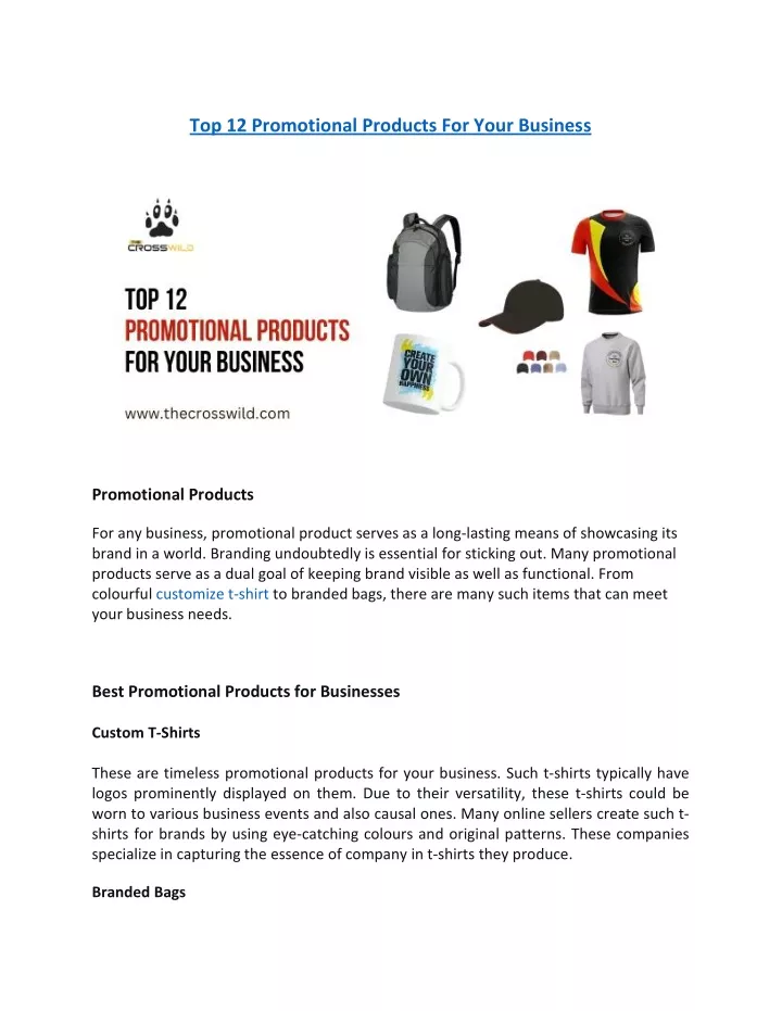 top 12 promotional products for your business