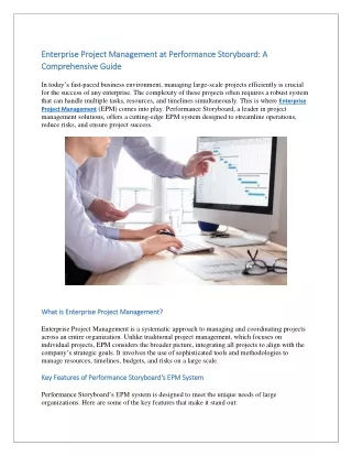 Enterprise Project Management at Performance Storyboard