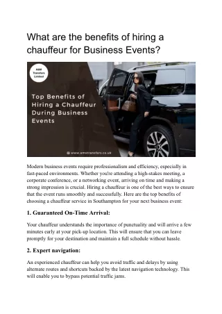 What are the benefits of hiring a chauffeur for Business Events_