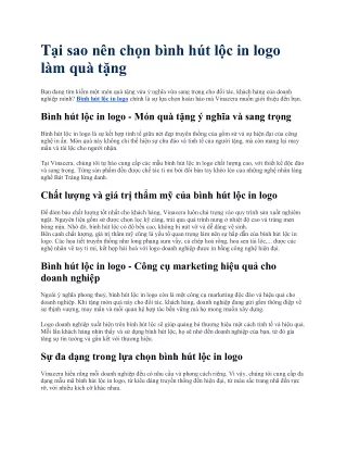 Tại sao nên chọn bình hút lộc in logo làm quà tặng