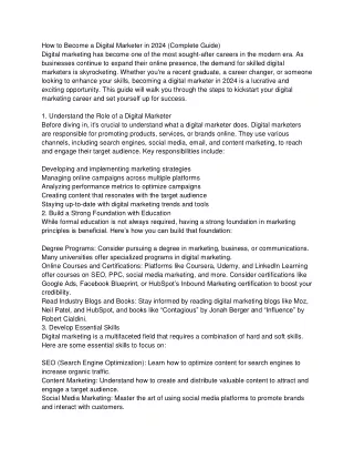 how to become a digital marketer in 2024 complete