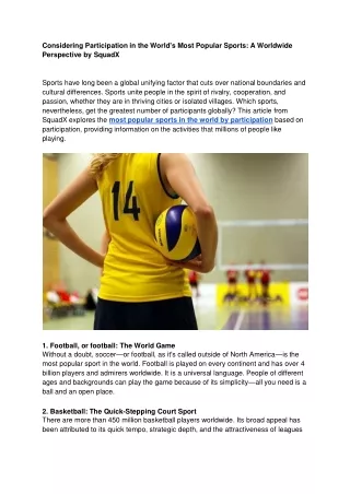 Considering Participation in the World's Most Popular Sports_ A Worldwide Perspective by SquadX