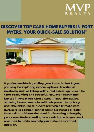 Cash Home Buyers in Fort Myers Quick & Easy Sale Solutions