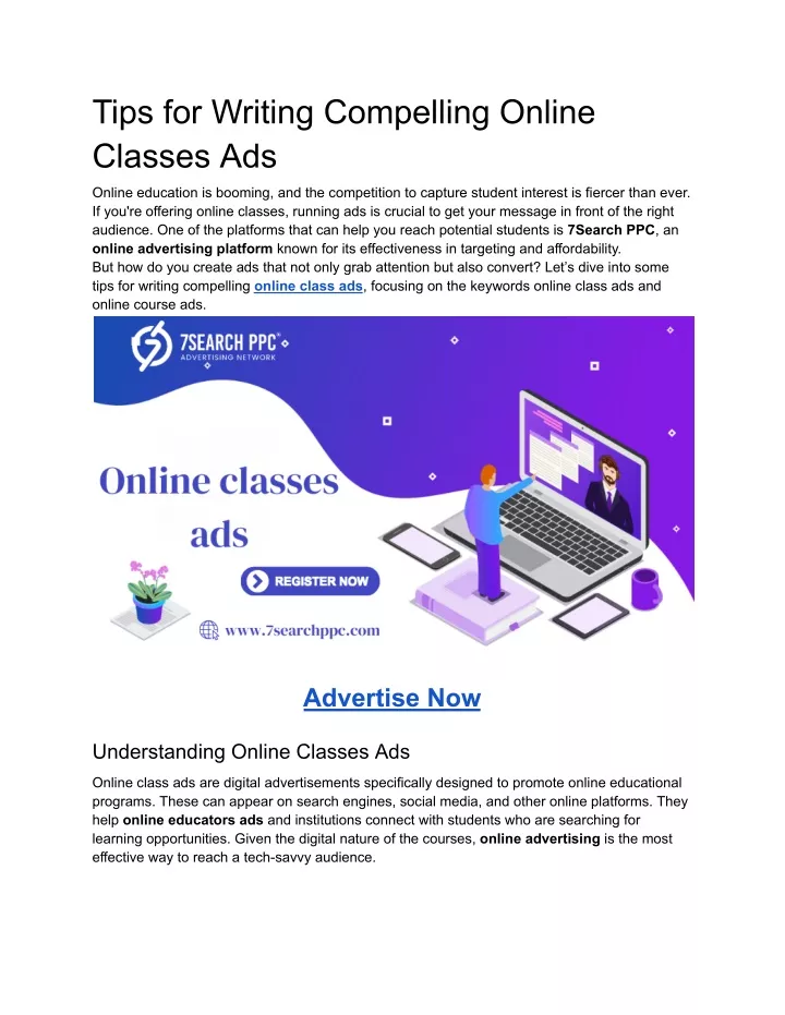 tips for writing compelling online classes ads