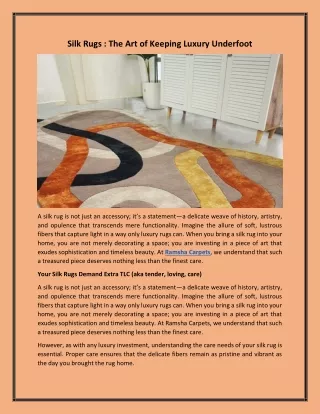 Silk Rugs The Art of Keeping Luxury Underfoot