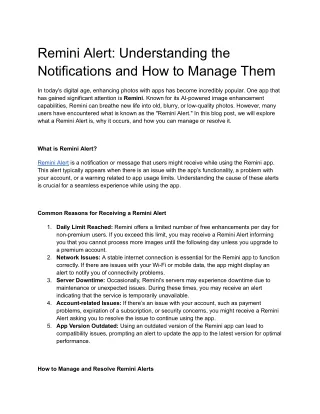remini alert understanding the notifications