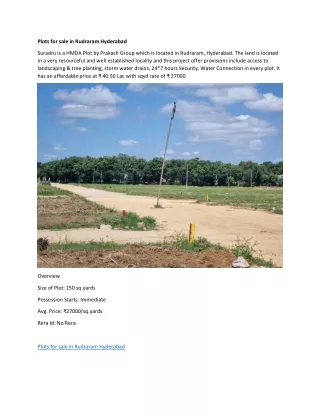 Plots for sale in Rudraram Hyderabad