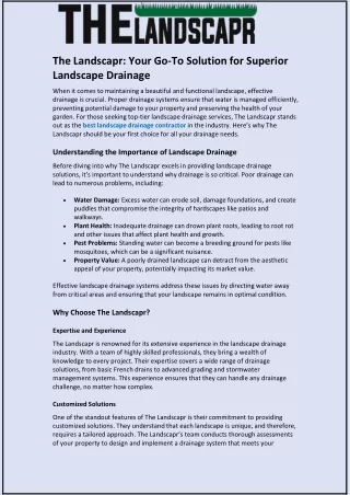 The Landscapr: Your Go-To Solution for Superior Landscape Drainage