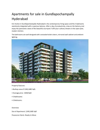 Apartments for sale in Gundlapochampally Hyderabad