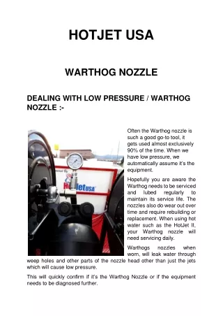 Warthog Sewer Nozzle: The Essential Tool for Advanced Hot Water Jetting