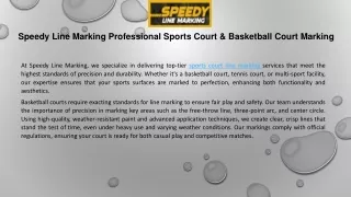 Speedy Line Marking Professional Sports Court & Basketball Court Marking