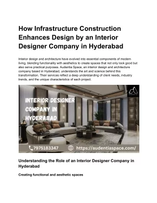 How Infrastructure Construction Enhances Design by an Interior Designer Company