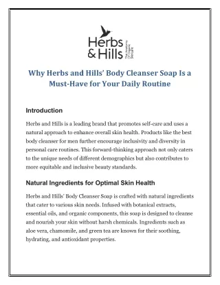 why herbs and hills body cleans must have