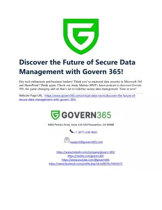 Discover the Future of Secure Data Management with Govern 365!