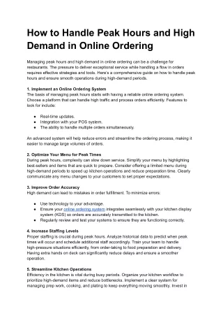 how to handle peak hours and high demand
