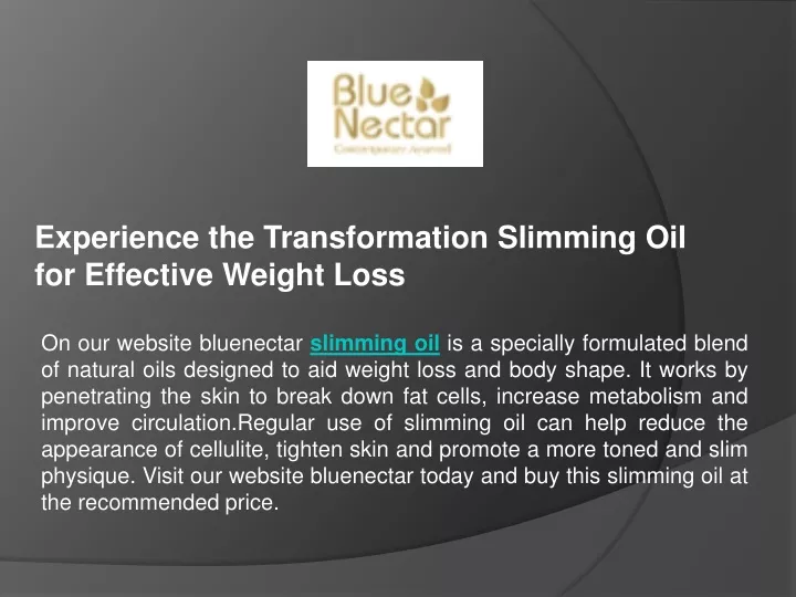 experience the transformation slimming