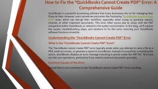 Fix QuickBooks Cannot Create PDF Error