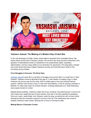 yashasvi jaiswal the making of a modern